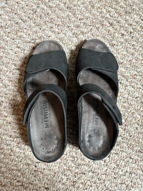 Mephisto Black Adjustable Strap Sandals